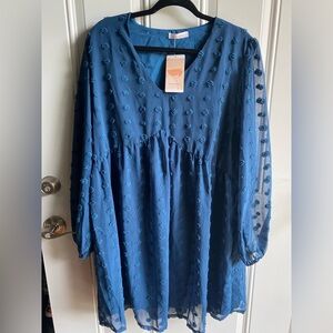 Elegant Blue Sheer Dress